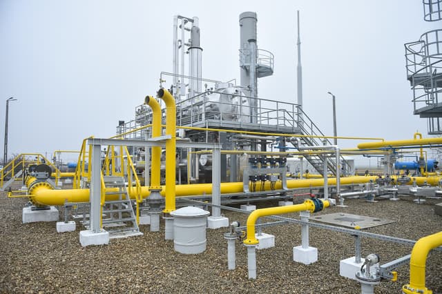 Gas pipes and transfer station
